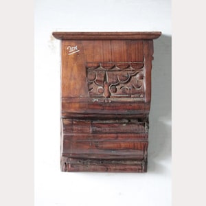 Handcrafted Vintage Wooden Wall Hanging Shelf