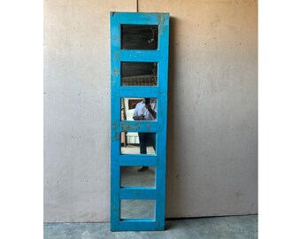 Blue Wooden Mirror Frame, Garden Decorative, Wall Decorative, Outdoor Mirror Decor , Entryway Decorative