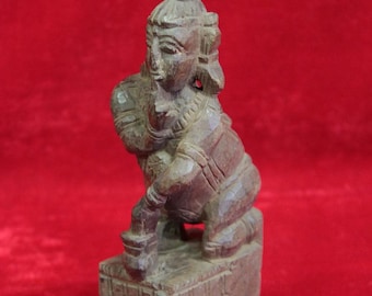 Wooden Krishna Panel Carved Old Vintage Indian Rare Home Decor Collectible