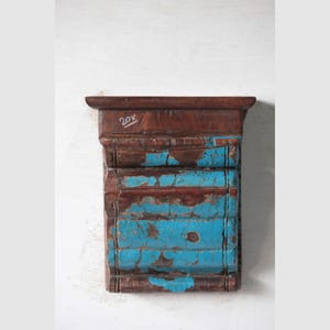 Handcrafted Vintage Wooden Wall Hanging Shelf
