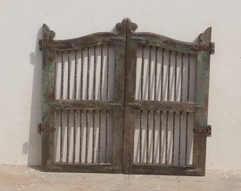 Wooden painted teak dog gate/ Garden gate/ small iron grill door/ Barn door/ Farm door/ Toddlers gate/ Fence wooden lawn gate patio