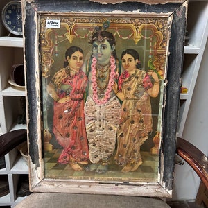 Lithographie Ravi Varma, travail du coton vintage Impressions Ravi Varma