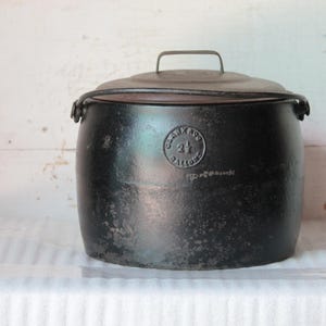 Ancien pot en fonte vintage de 2 gallons et demi, décoration antique, objet de collection fabriqué en Angleterre