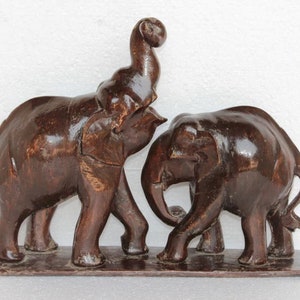 Wooden Carved Male Female Statue Vintage Old Rare Elephant Figure, Wooden Elephant Pair Show Piece Christmas Gifts, Good Luck gifts, Statues