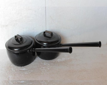 Pentola da cucina smaltata grande vintage, casseruola