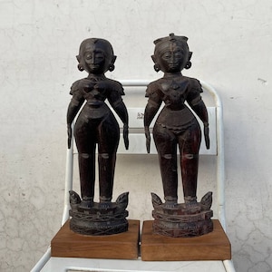 Marapachi Bommais, Antique Indian Wooden Dolls, Old Wooden Decor Sculptures