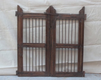 Wooden painted teak dog gate/ Garden gate/ small iron grill door/ Barn door/ Farm door/ Toddlers gate/ Fence wooden lawn gate patio