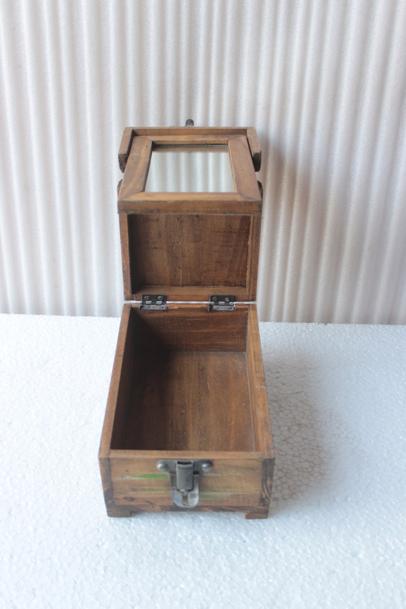 Old Indian Shaving Box Reclaimed Mirror Box Antique Etsy