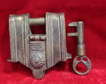 Iron Lock and Key Vintage Old Antique Home Decor Collectible