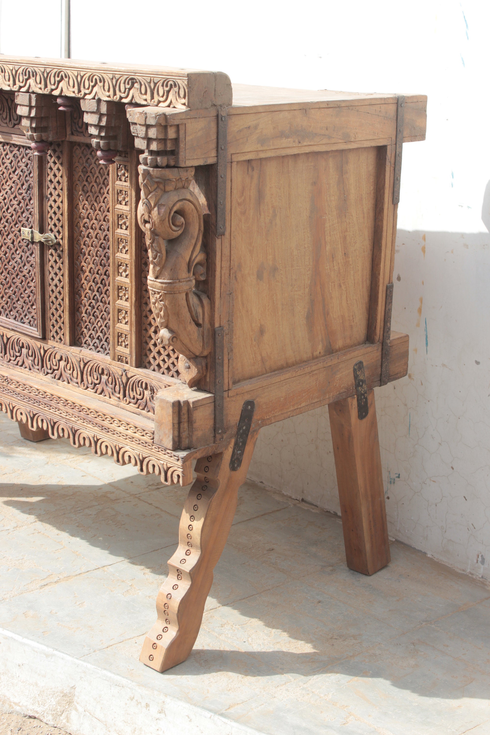 Damchiya, Carved Dowry Chest, Vintage Trunk Box, Side Table