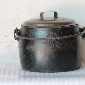 Ancien pot en fonte vintage de 2 gallons et demi, décoration antique, objet de collection fabriqué en Angleterre