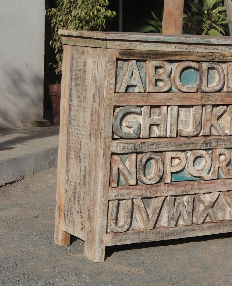 Cómoda del alfabeto-Muebles de habitación para niños pequeños-Guardería Almacenamiento de juguetes de madera-Decoración de la habitación de los niños-Gabinetes de almacenamiento para niños-Unidad de almacenamiento imagen 2