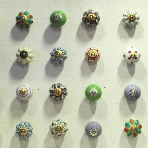 24 PC Ceramic Knob Lot, Vintage Cabinet Drawer Handle, Ceramic Knob Pulls , Home Decorative, Rustic Decor,  PAG 274