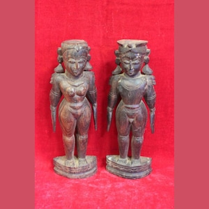 Wooden Male Female Figure 1900s Old Vintage Antique Collectible