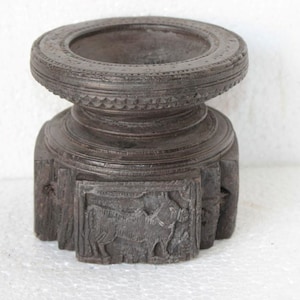 Wooden Candle Stand 1900s Old Vintage Rare Carved Decor Gift/ Antique Brown Seed Spreader India Candle Holder/ Table Decorative Bijani