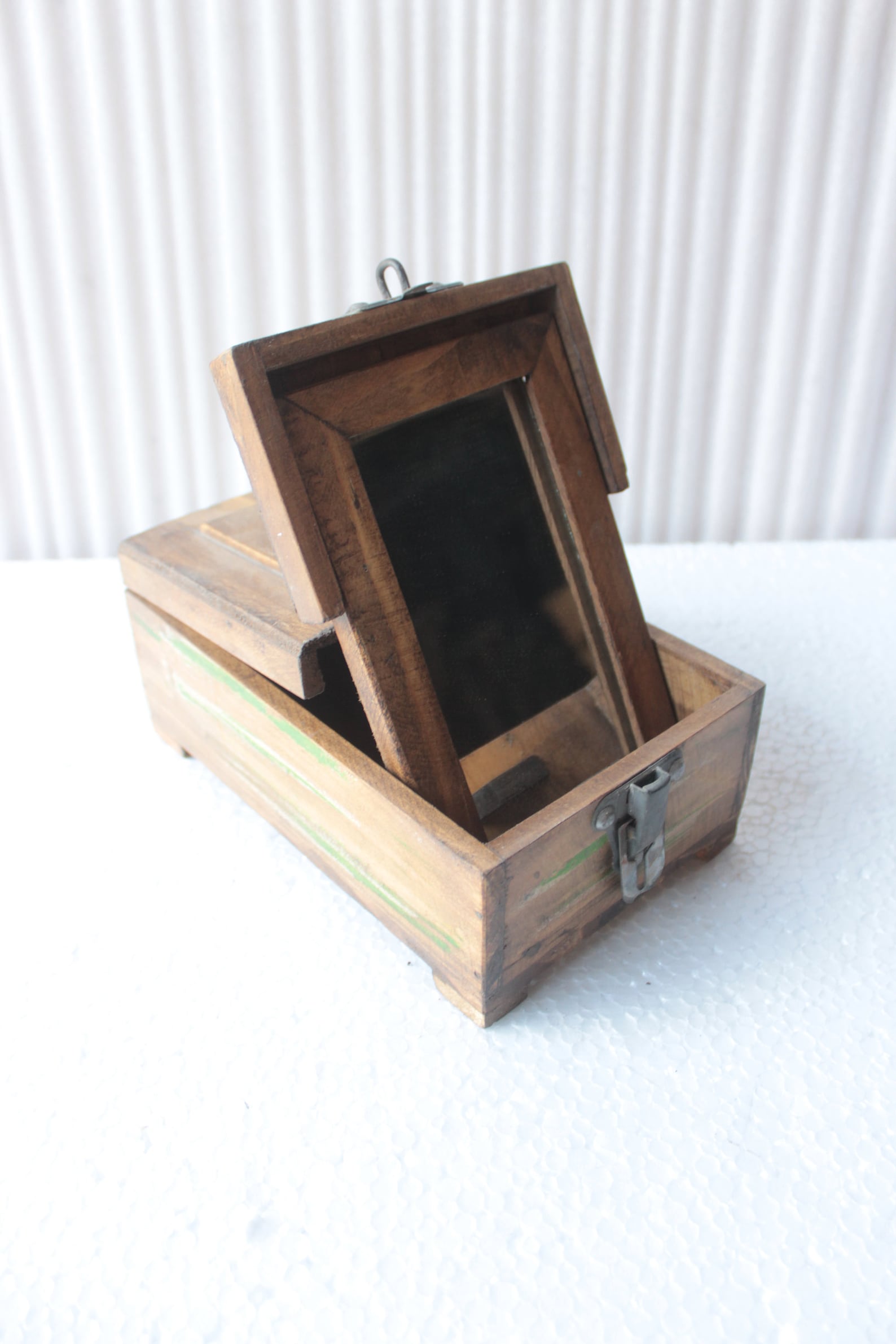 Old Indian Shaving Box Reclaimed Mirror Box Antique Etsy