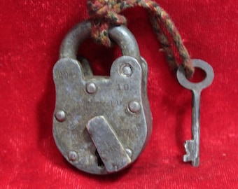 Iron Lock and Key Vintage Old Handcrafted Collectible