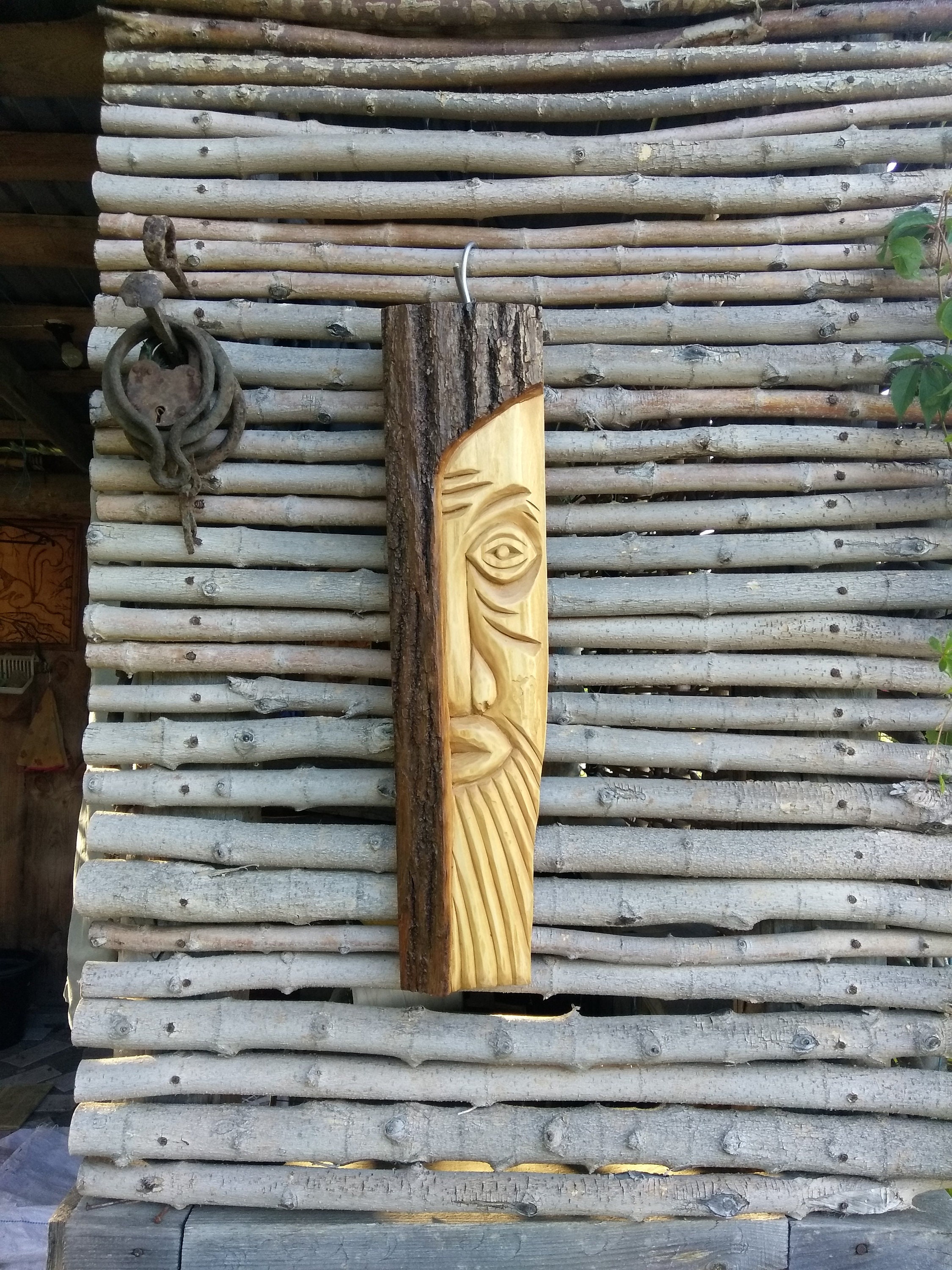 Сarved wood mask Wooden face mask Carved wood face Face wall Etsy
