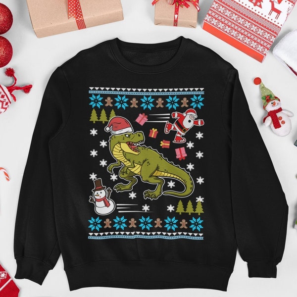 Kids Ugly Dinosaur Christmas Sweater Etsy