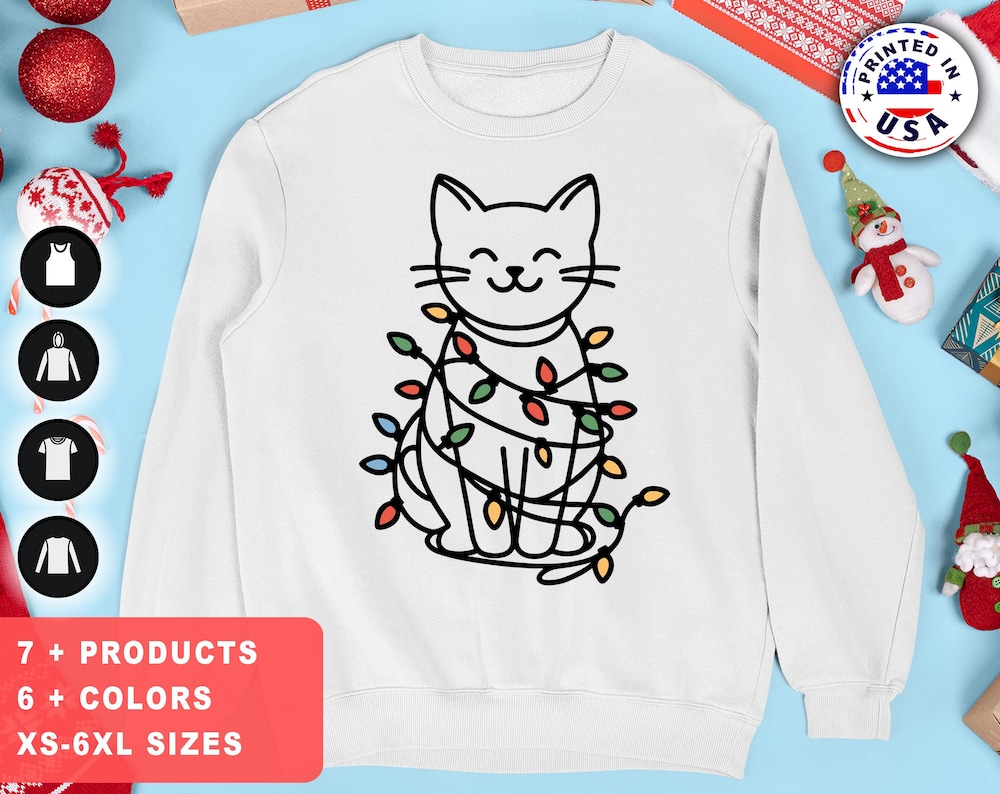 Cute Funny Cat Christmas Sweater Cat Sweater Cat Christmas Sweatshirt Cat Shirt Cat Ugly Christmas Sweater Women Cats Gifts Cat Sweatshirt