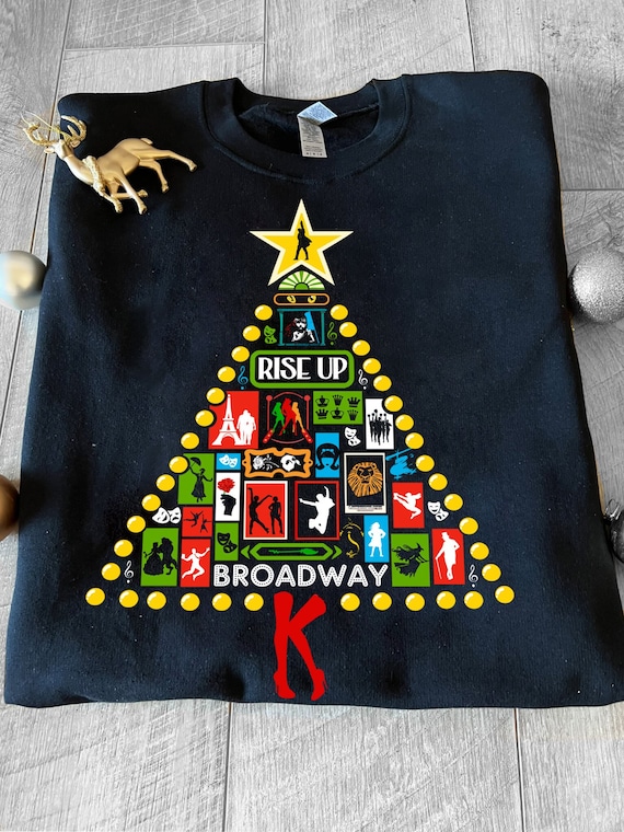 Broadway Christmas Sweater Broadway Ugly Christmas Sweater Broadway Sweatshirt Broadway Christmas Tree Sweater Musical Theatre Broadway Gift Etsy