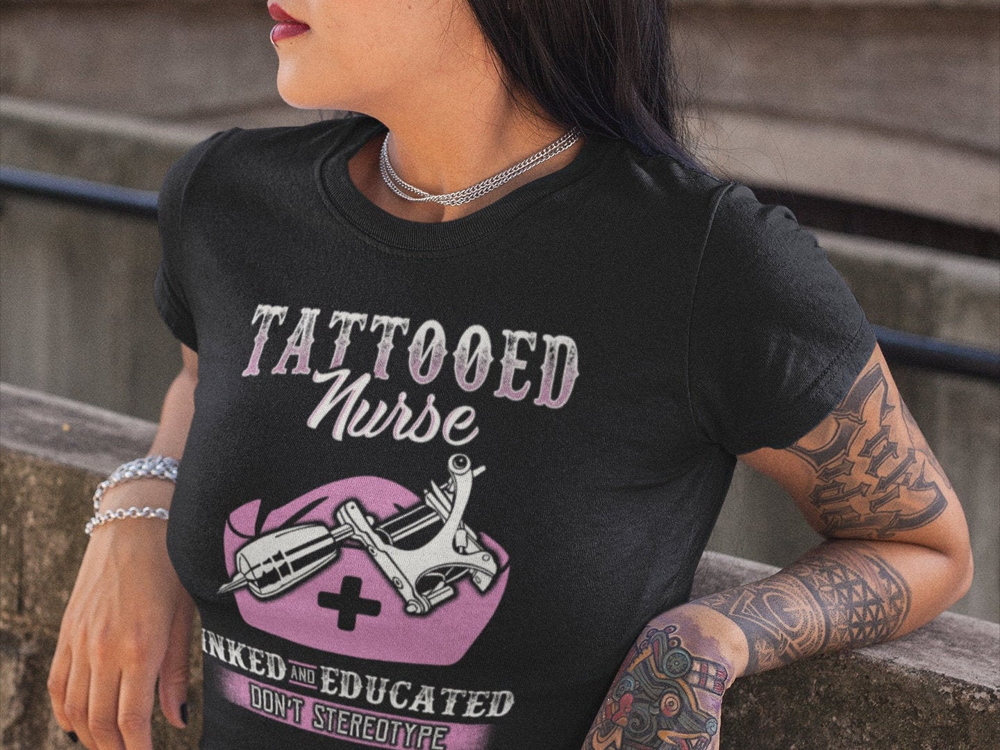 Tattooed Nurse Shirt Funny: Inked & Educate Don't Stereotype Tattooed Nurse Shirt Funny: Inked & Educate Don't Stereotype