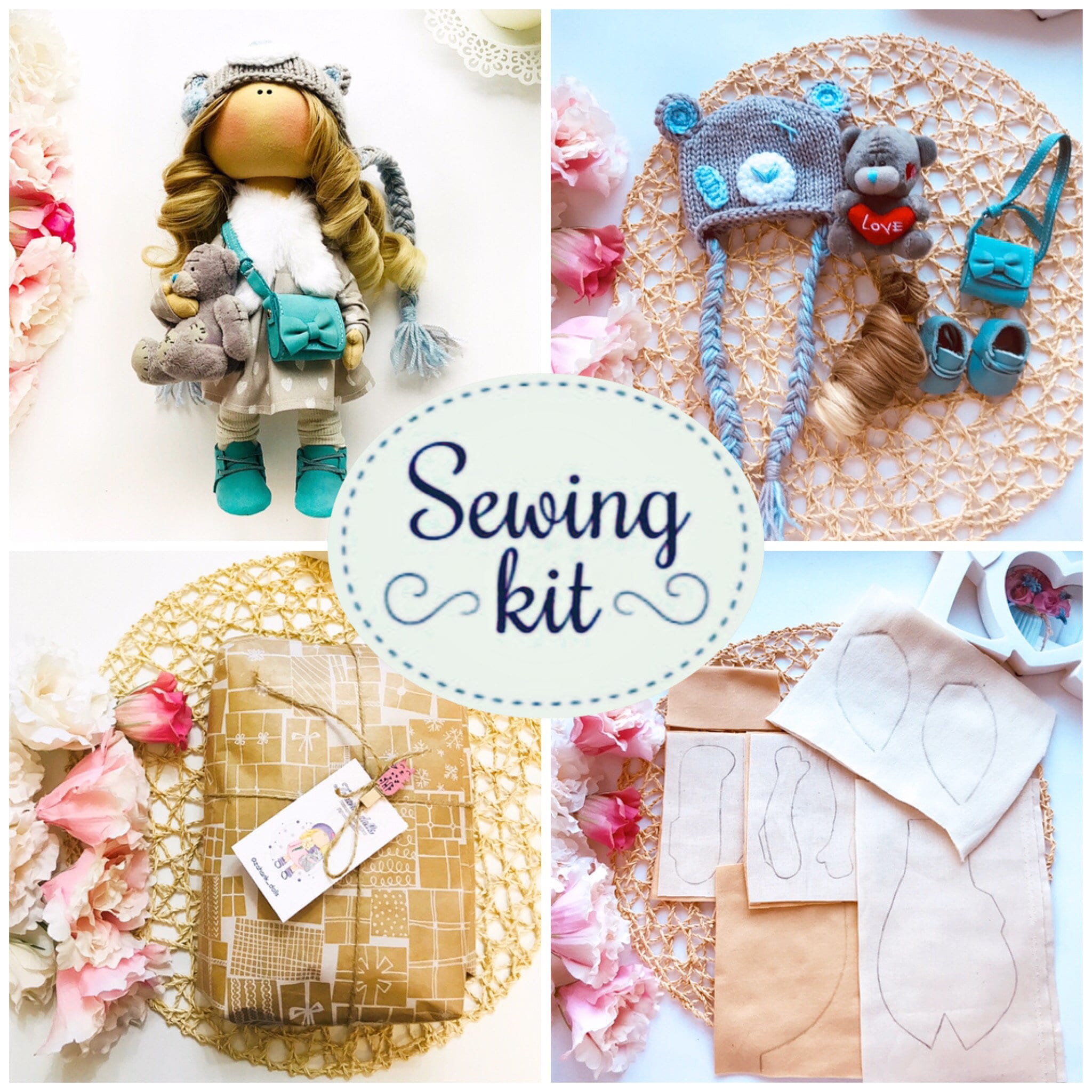 Rag doll. Sewing kit. Make doll. Blank rag doll. DIY set for Etsy