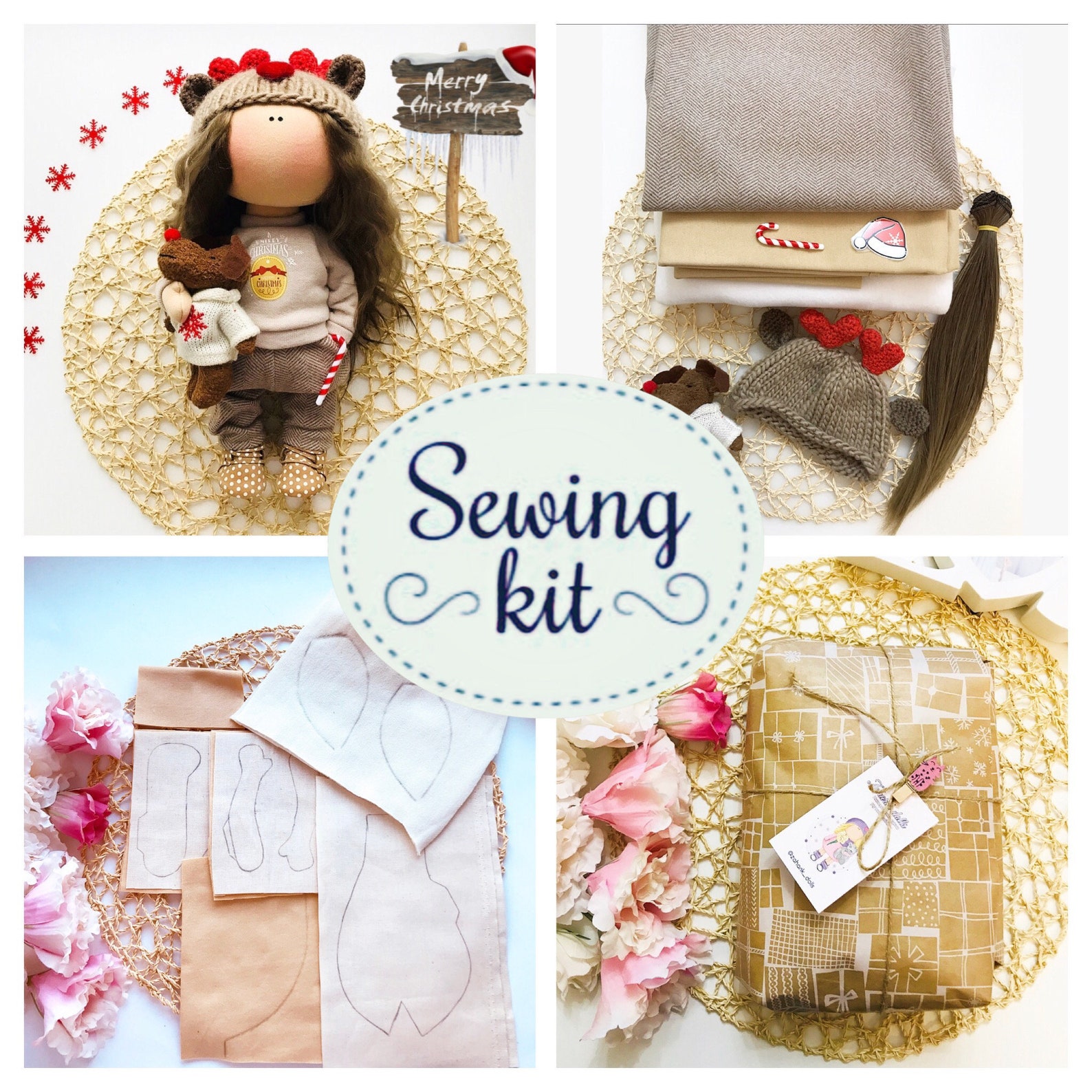 Sewing kit Handmade rag doll DIY set for making soft doll Etsy