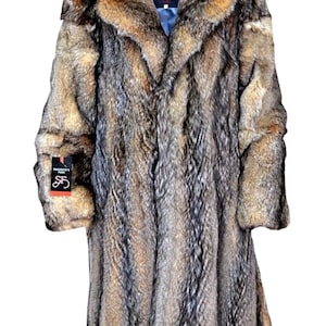 Man's Real Coyote Fur Long Mantel Alle Größen