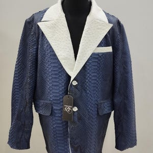 Pieles de serpiente pitón rey Guniune de dragón real azul Pieles bomber Chaqueta de motociclista abrigo Todos los tamaños Todos los colores calidad premium Piel exótica personalizable