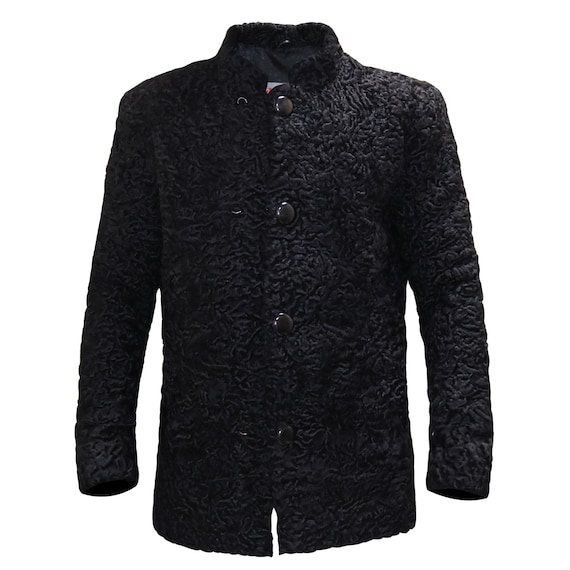 Men s Black 100 Real Persian Lamb Fur Jacket Coat Astrakhan Swakara Karakuli Hand Made All Sizes Custom Made Bespoke Made to Order Etsy UK
