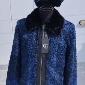 Men's Navy Blue Real Sheep Leather Bomber Jacket Real Python Skins Trim All Sizes