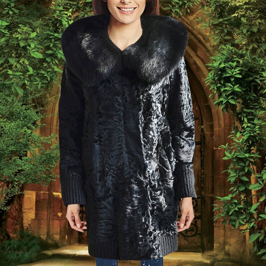 Men's Women's Black Real Broad Tail Type Persian Lamb Wavy Swakara