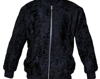 ジャケット Black Fur Astrakan Collar Jacket Black Astrakhan Fur Jacket for men – Fur Caravan