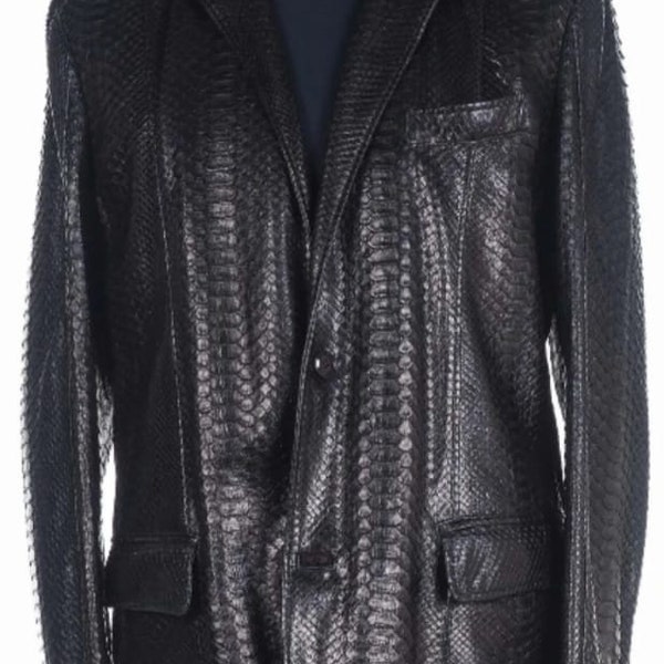 Brand New with tags Men's Women's Black Guniune Python Snake skins Hides jacket made to order cheapest Price