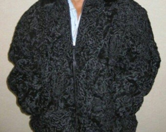 Men's Women's Black real Persian Lamb Fur B3 Bomber coat jacket karakuli astarkhan sawarka custom made all sizes vintage curly hair