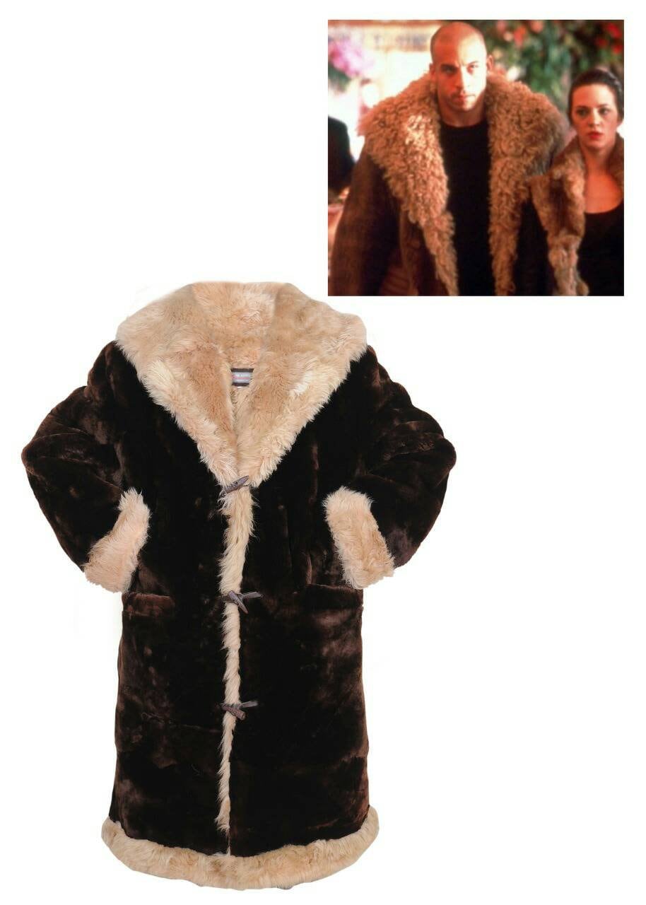 VIN DIESEL Real Sheared Beaver Fur Coat With Alpaca Real Sheep