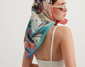 Cotton Voile Bandana ARIES, Hand stitched, MYTHOLOGY Collection, Limited Ed