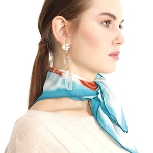 Silk Crepe Scarf/Foulard, Hand stitched, MARE Collection