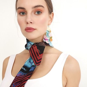Silk Crepe Scarf/Foulard, Hand stitched, MARE Collection