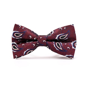 Red Paisley Bow Tie,Burgundy Red Bow Tie For Men,Mens Bowtie,Mens Birthday Bow Tie,Wedding Gift For Him,Groom Bow Tie,Mens Anniversary Gift,