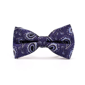Pajarita azul con estampado de cachemira para hombre, pajarita para novio, pajarita para boda, pajarita para padrino, pajarita para graduación, accesorio para traje, regalo para él, regalo de cumpleaños para hombre.