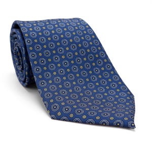Mens Indigo Blue Tie,Retro Geometric Ties,Classic Business Tie,Wedding Groom Tie, Groomsmen Gift,Gift for Him,Anniversary Gift,Gift for Dad