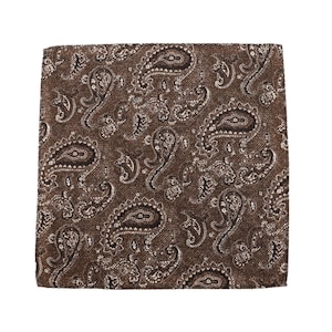 Dark Brown Paisley Pocket Square,Mens Classic Handkerchief,Vintage Chocolate Brown Paisley Hanky for Wedding Groom Groomsmen,Gift for Men