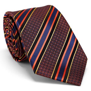 Gebrannte Orange und Marine Gestreifte Krawatten, Geometrische Herren Krawatte, Business Casual Krawatte, Rost Hochzeitskrawatte, Bräutigam Trauzeugen Krawatte, Geschenk zum Abschluss