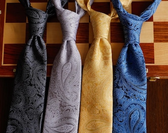 Corbata Paisley para hombre, 50% seda, corbata tejida en jacquard hecha a mano, atuendo para novio, boda o fiesta, accesorio moderno y elegante, vestimenta formal.