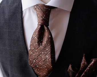 Corbata con mapa estelar: Corbata jacquard de constelación celestial marrón claro, regalo de astronomía para amantes del espacio, corbata para el novio y los padrinos de boda.