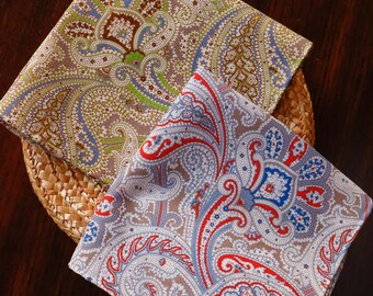 Pañuelo de bolsillo de algodón con estampado paisley para hombre, pañuelo de boda estilo bohemio, pañuelo para el novio o los padrinos, regalo para él, enrollado a mano.