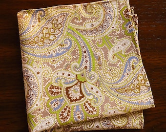 Pañuelo de bolsillo verde con estampado paisley, pañuelo de boda bohemio, pañuelo de bolsillo para el novio, regalo para padrinos de boda, pañuelo para traje de hombre, pañuelo floral vintage, regalo para él.
