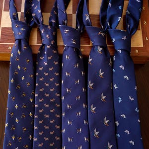 Mens Navy Blue Tie,Animal Theme,Unique Gentleman&#39;s Gift,Dog Necktie,Butterfly Tie,Been Tie,Bird Tie,Necktie for Wedding,Animal lover Gift